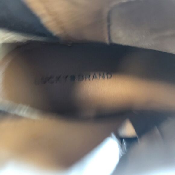 Lucky Brand Zorlina Ankle Boots Wedge Heel Zip Up chocolate Suede - Picture 7 of 11